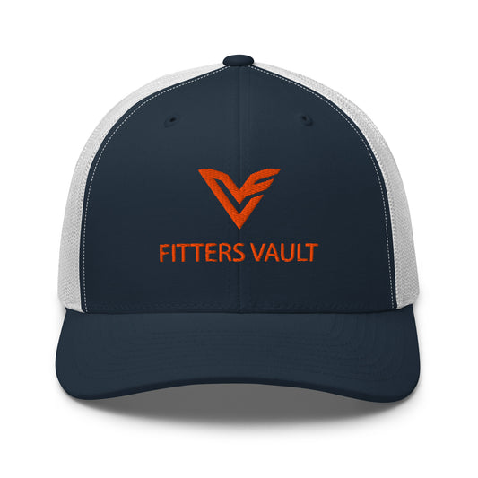 Fitters Vault | New England Work Wear | Trucker Hat | Navy Orange
