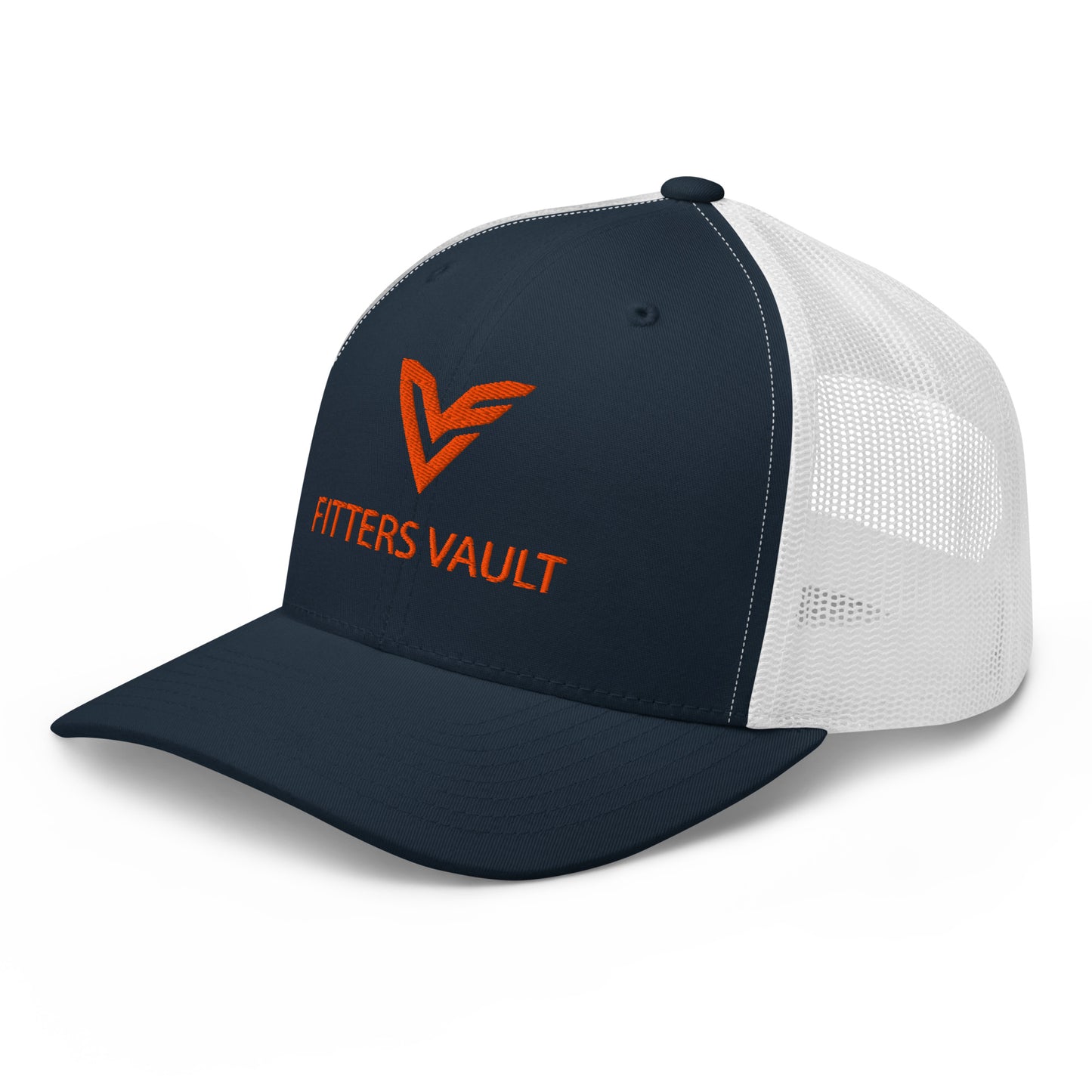 Fitters Vault | New England Work Wear | Trucker Hat | Navy Orange