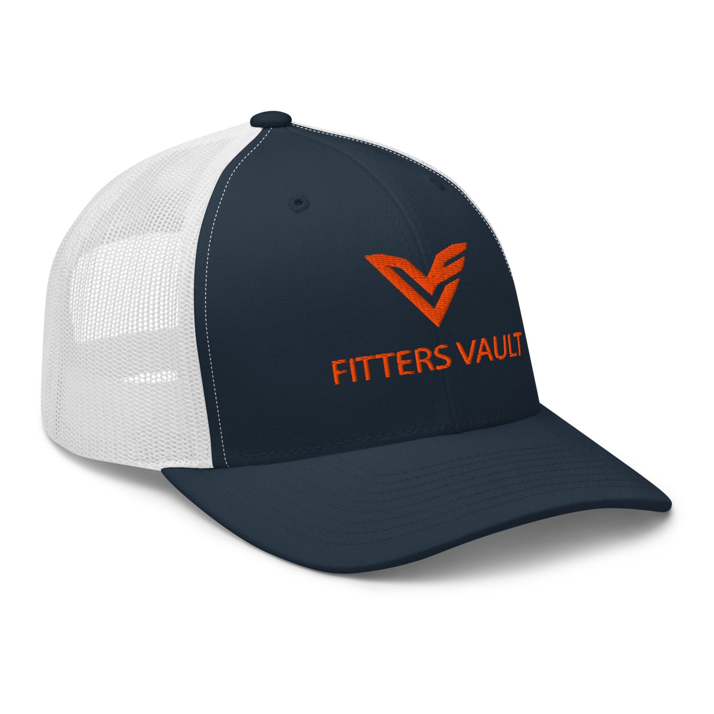 Fitters Vault | New England Work Wear | Trucker Hat | Navy Orange