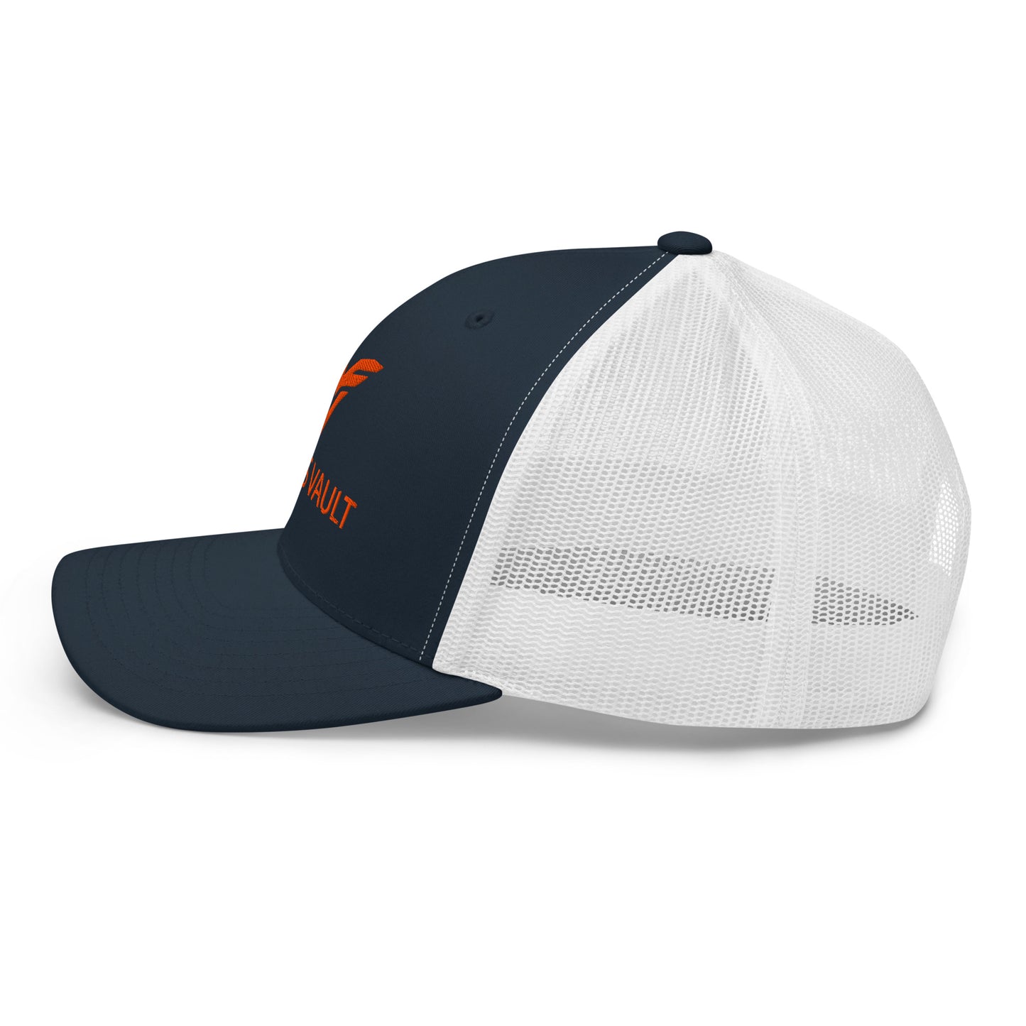 Fitters Vault | New England Work Wear | Trucker Hat | Navy Orange